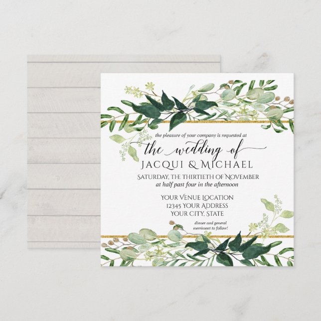 Eucalyptus Grove Greenery Rustic Winery Wedding Invitation (Front/Back)
