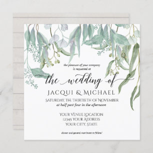 Eucalyptus Grove Rustic Winery Foliage Wedding Invitation