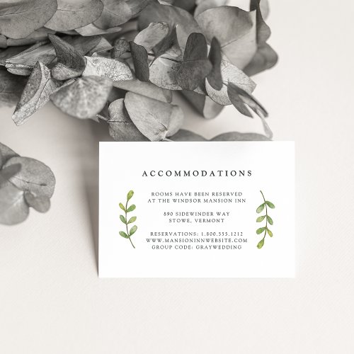 Eucalyptus Grove Wedding Hotel Accommodation Cards