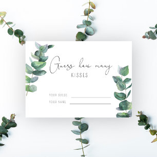 Eucalyptus - Guess how many kisses bridal game Enclosure Card