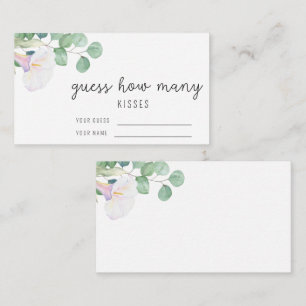 Eucalyptus - Guess how many kisses bridal game Enclosure Card