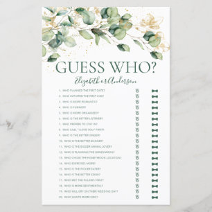 Eucalyptus Guess Who Bridal Shower Game