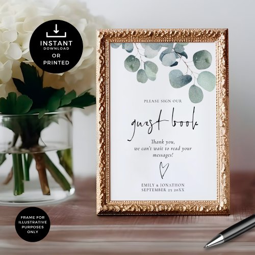 Eucalyptus Guest Book Printable Wedding Sign