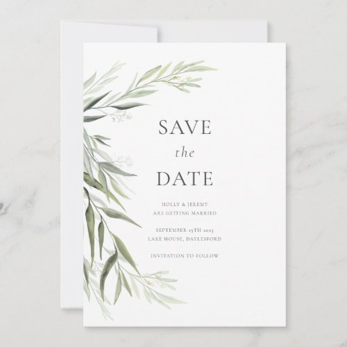 Eucalyptus Gum Leaves Greenery Save the Date Invitation