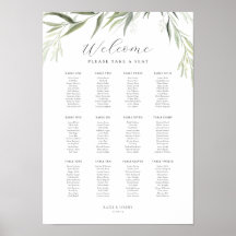 Eucalyptus Gum Leaves Greenery Seating Chart