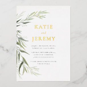 Eucalyptus Gum Leaves Greenery Wedding Invitation Foil Invitation