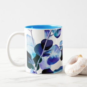 Eucalyptus Gum Leaves watercolor art Two-Tone Coffee Mug