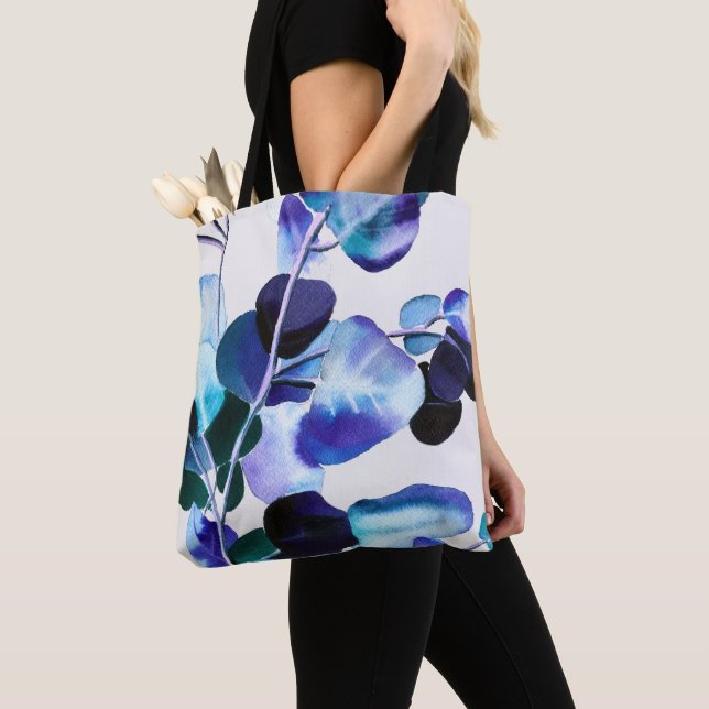 Eucalyptus gum leaves watercolor tote bag (Close Up)