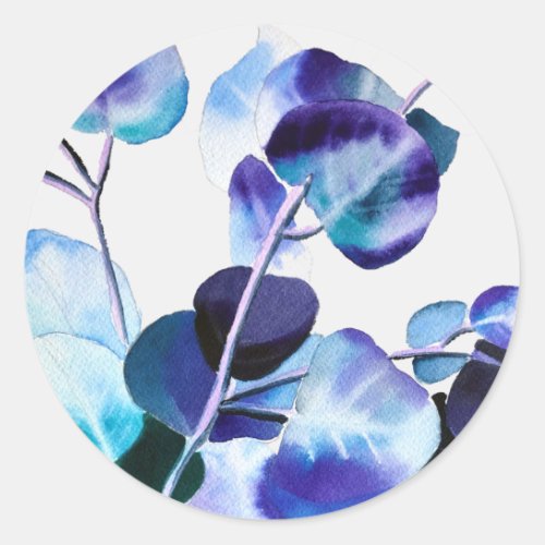 Eucalyptus Gum leaves watercolour art Classic Round Sticker