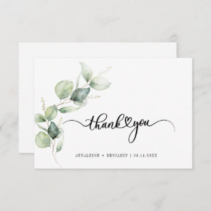 Eucalyptus Hand-Lettered Wedding Thank You Note Card