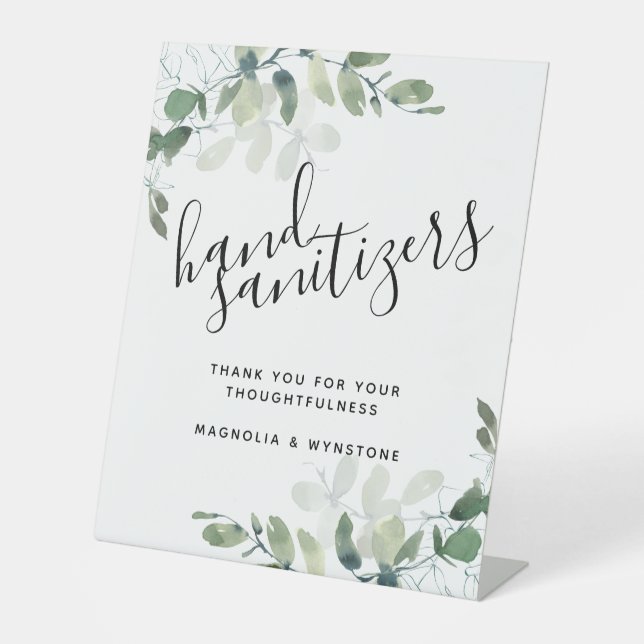 Eucalyptus Hand Sanitizers Wedding  Pedestal Sign (Front)