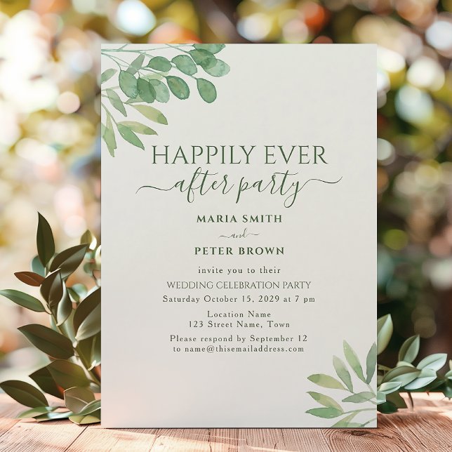 Eucalyptus Happily Ever After Wedding Reception Invitation (Creator Uploaded)
