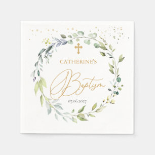 Eucalyptus Herbal Cross Baby Baptism Napkins