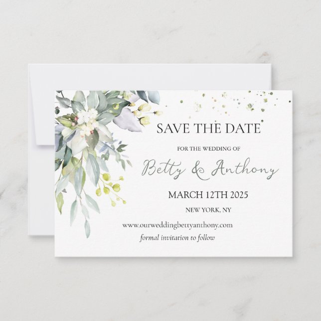 Eucalyptus Herbal Save the Date Invitation (Front)