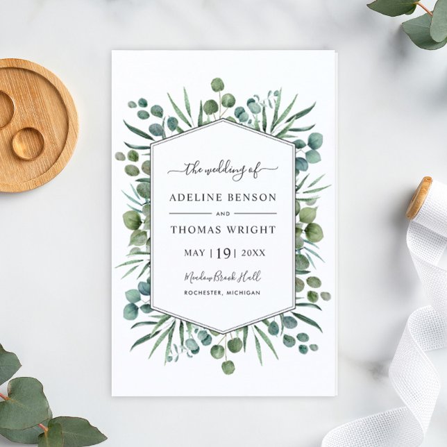 Eucalyptus Hexagon Frame Wedding Programs (Creator Uploaded)