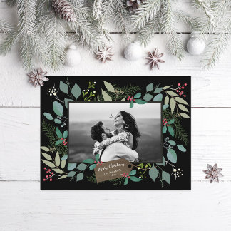 Eucalyptus Holly Juniper Framed Photo Holiday Postcard