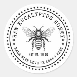 Eucalyptus honey label with custom colour bee