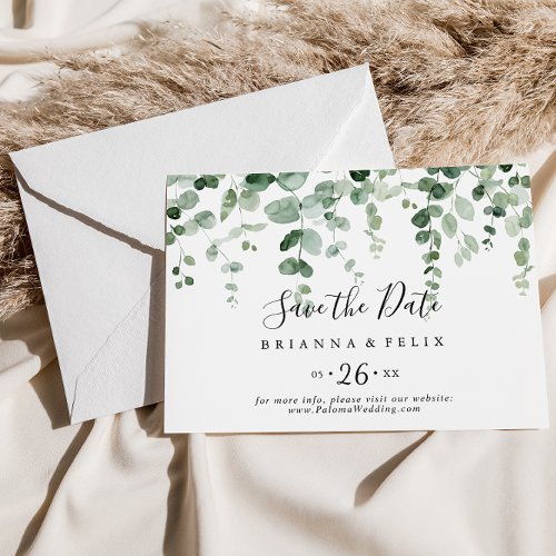 Eucalyptus Horizontal Wedding Save The Date