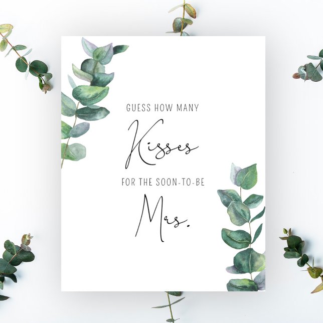 Eucalyptus - How many kisses bridal shower game Poster (Creator Uploaded)