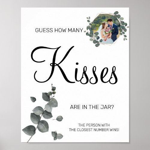 Eucalyptus How many kisses Bridal shower game sign