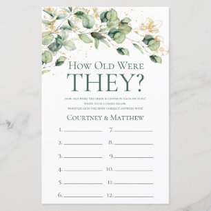 Eucalyptus How Old Were They Bridal Shower Game