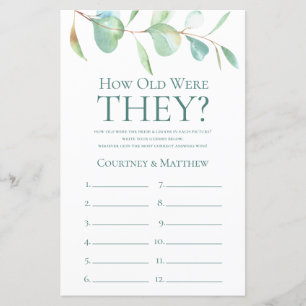 Eucalyptus How Old Were They Bridal Shower Game