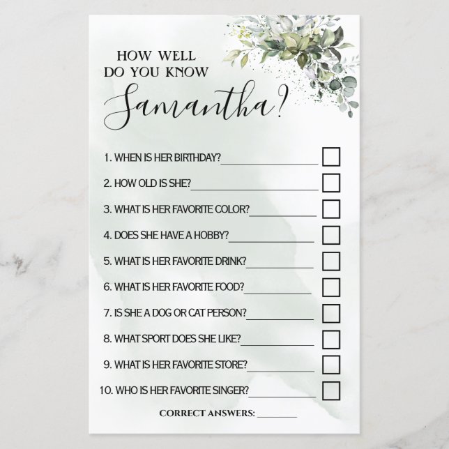 Eucalyptus How well do you know bilingual game (Front)