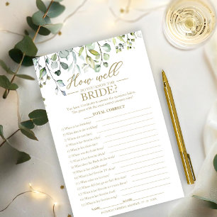 Eucalyptus How Well Do You Know the Bride Game Flyer