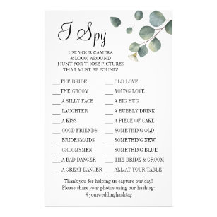 a photo challenge! 50 x Wedding individual place setting 'I spy' cards 