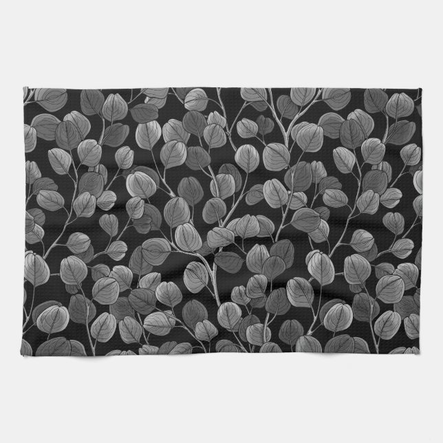 Eucalyptus in gray kitchen towel (Horizontal)