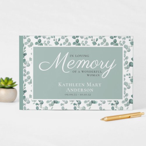 Eucalyptus In Loving Memory Photo Sympathy Guest Book