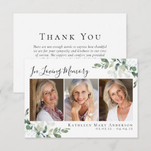 Eucalyptus In Loving Memory Photo Sympathy Thank You Card