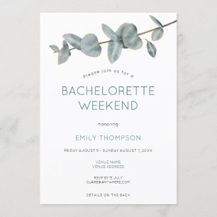 Eucalyptus Itinerary Bachelorette Party Weekend Invitation