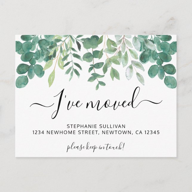 Eucalyptus I've Moved Moving  Announcement Postcard (Front)