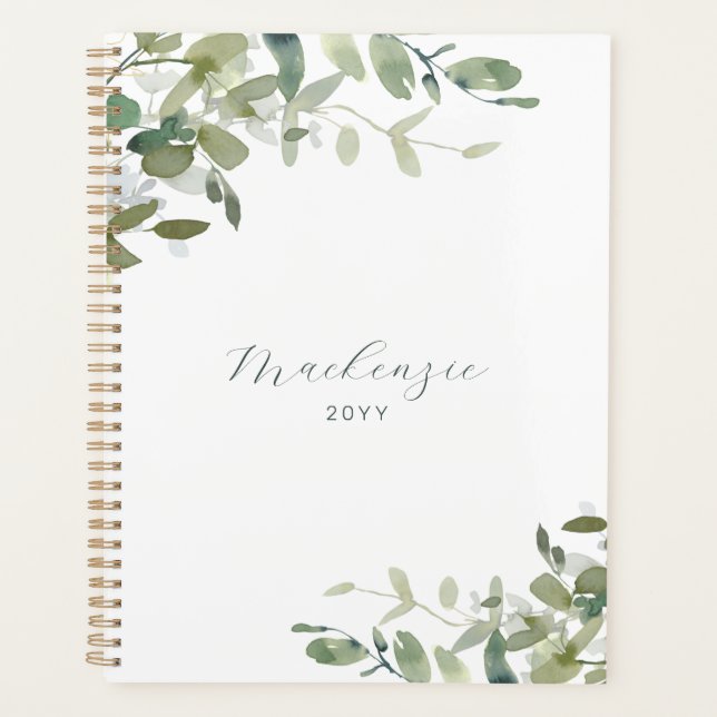 Eucalyptus Ivy Greenery Elegant Minimalist Planner (Front)