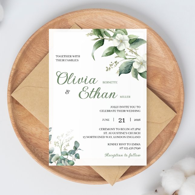 Eucalyptus Jasmine Botanical Wedding Invitation (Creator Uploaded)