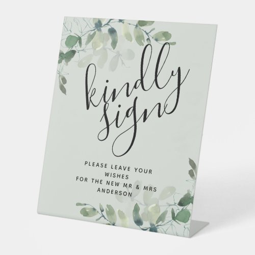Eucalyptus Kindly Sign Wedding Guest Book Sign