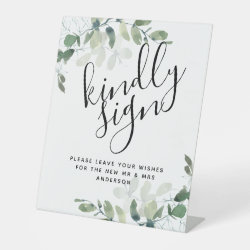 Eucalyptus Kindly Sign Wedding Guest Book Sign