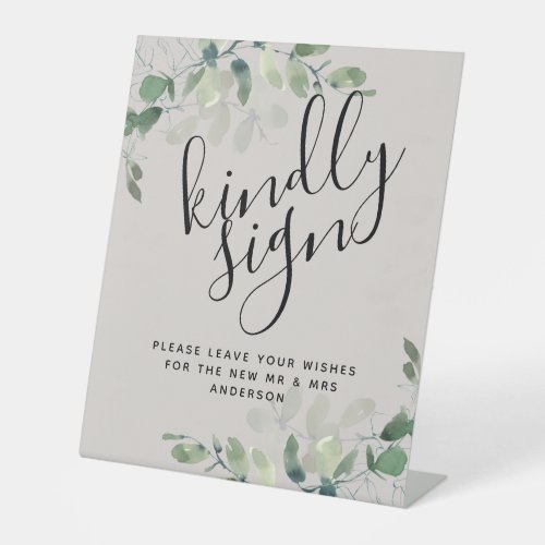 Eucalyptus Kindly Sign Wedding Guest Book Sign