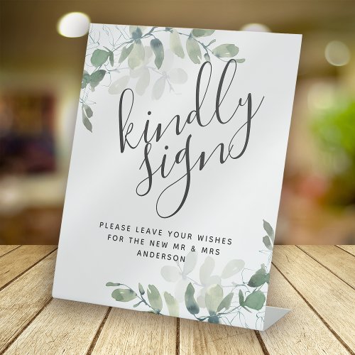 Eucalyptus Kindly Sign Wedding Guest Book Sign