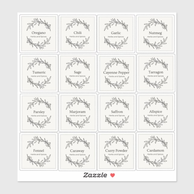 Eucalyptus Kitchen Culinary Herbs Spices Script 2 Sticker (Sheet)