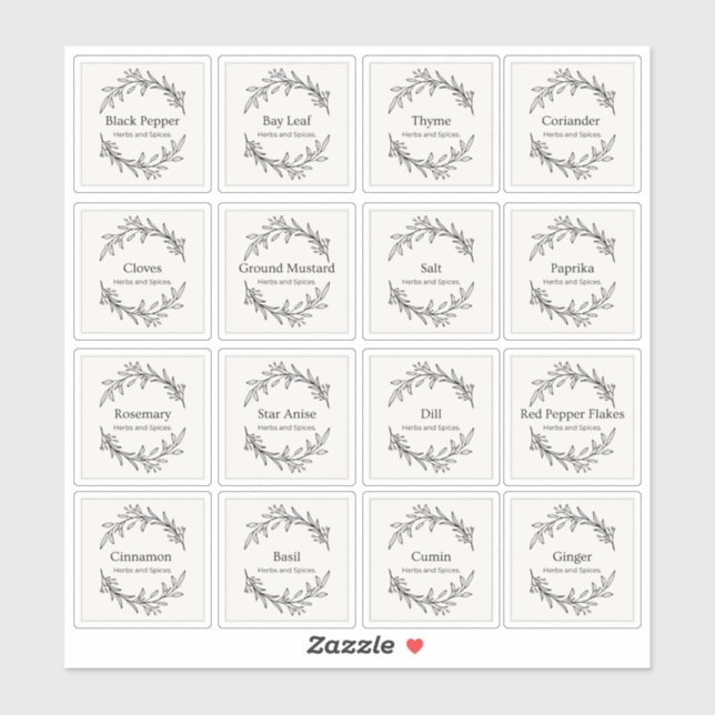 Eucalyptus Kitchen Culinary Herbs Spices Script  Sticker (Sheet)
