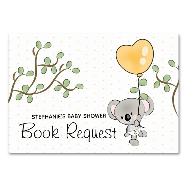 Eucalyptus Koala Book Request Card Baby Shower (Back)