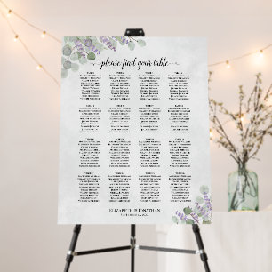 Eucalyptus Lavender 16 Table Wedding Seating Chart Foam Board