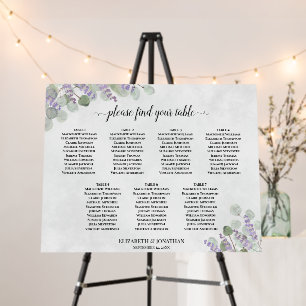 Eucalyptus Lavender 7 Table Wedding Seating Chart Foam Board