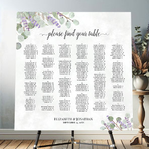 Eucalyptus & Lavender Alphabetical Seating Chart Foam Board