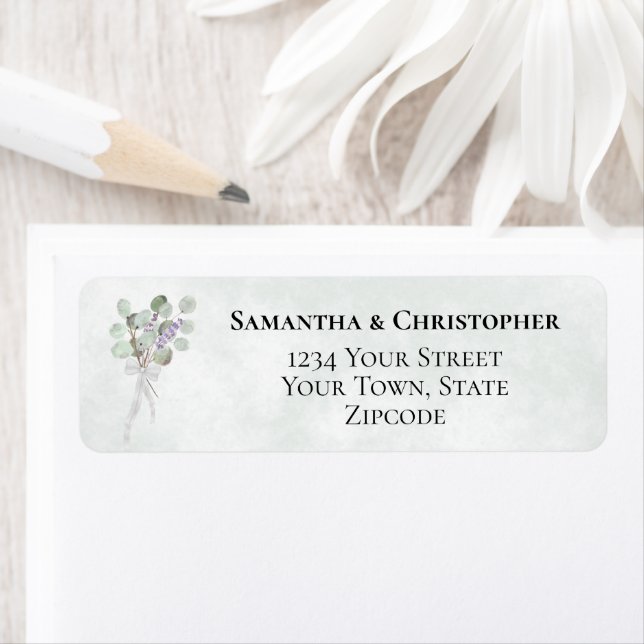 Eucalyptus & Lavender Boho Wedding Return Address Label (Insitu)