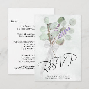 Eucalyptus & Lavender Bouquet Elegant Boho Wedding RSVP Card