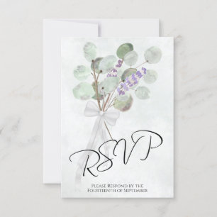 Eucalyptus & Lavender Bouquet Elegant Boho Wedding RSVP Card