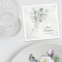 Eucalyptus & Lavender Bouquet Elegant Wedding Napkins